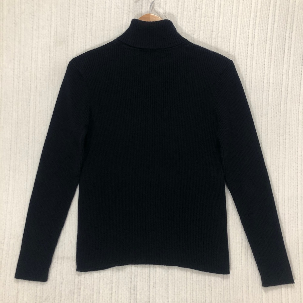 Lauren Ralph Lauren Navy Blue Ribbed Turtleneck Cotton Sweater L Made in Japan - Picture 6 of 8